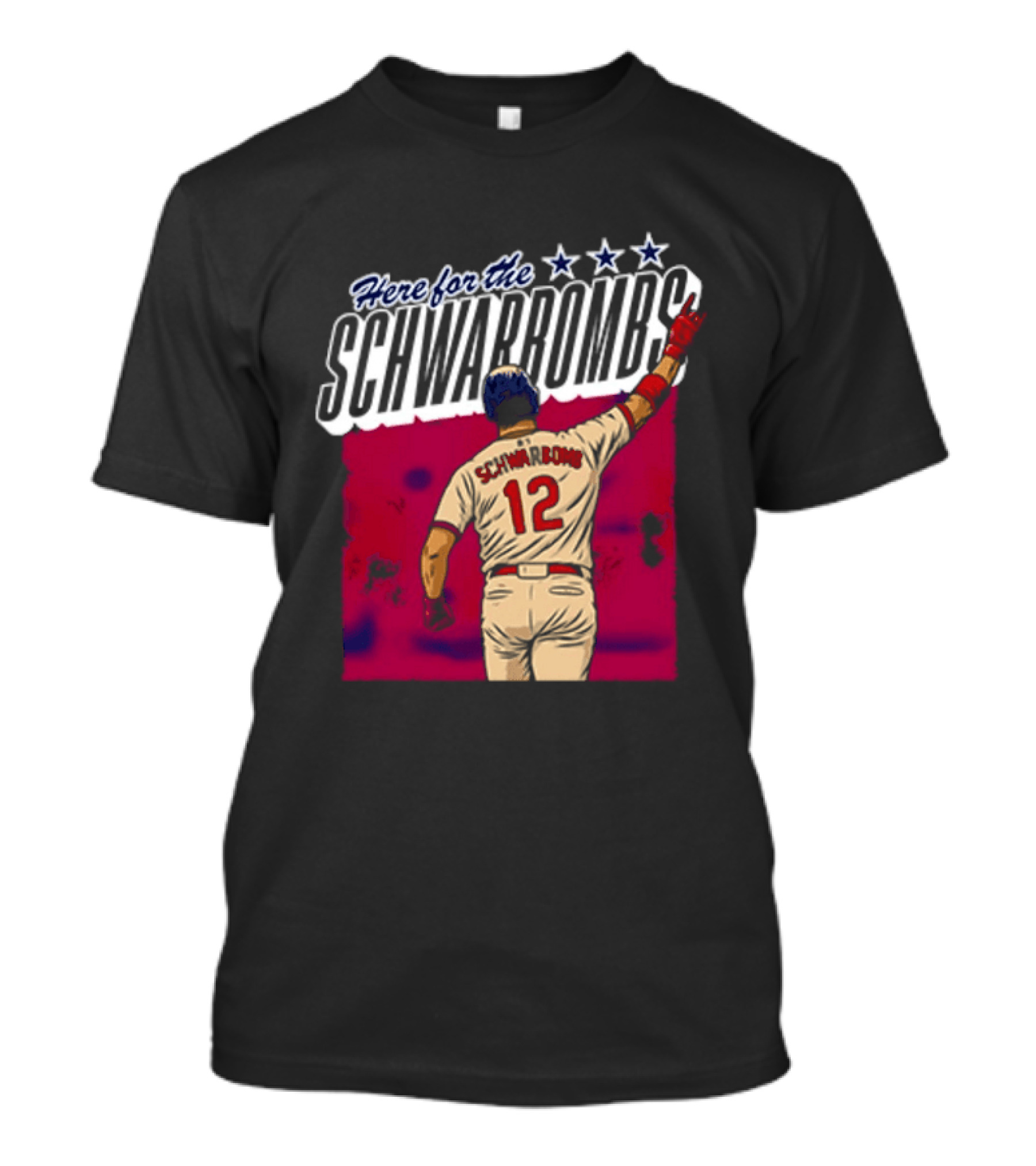 Here For The Schwarbombs Kyle Schwarber 12 Baseball T-Shirt