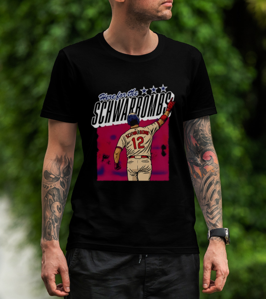 Here For The Schwarbombs Kyle Schwarber 12 Baseball T-Shirt