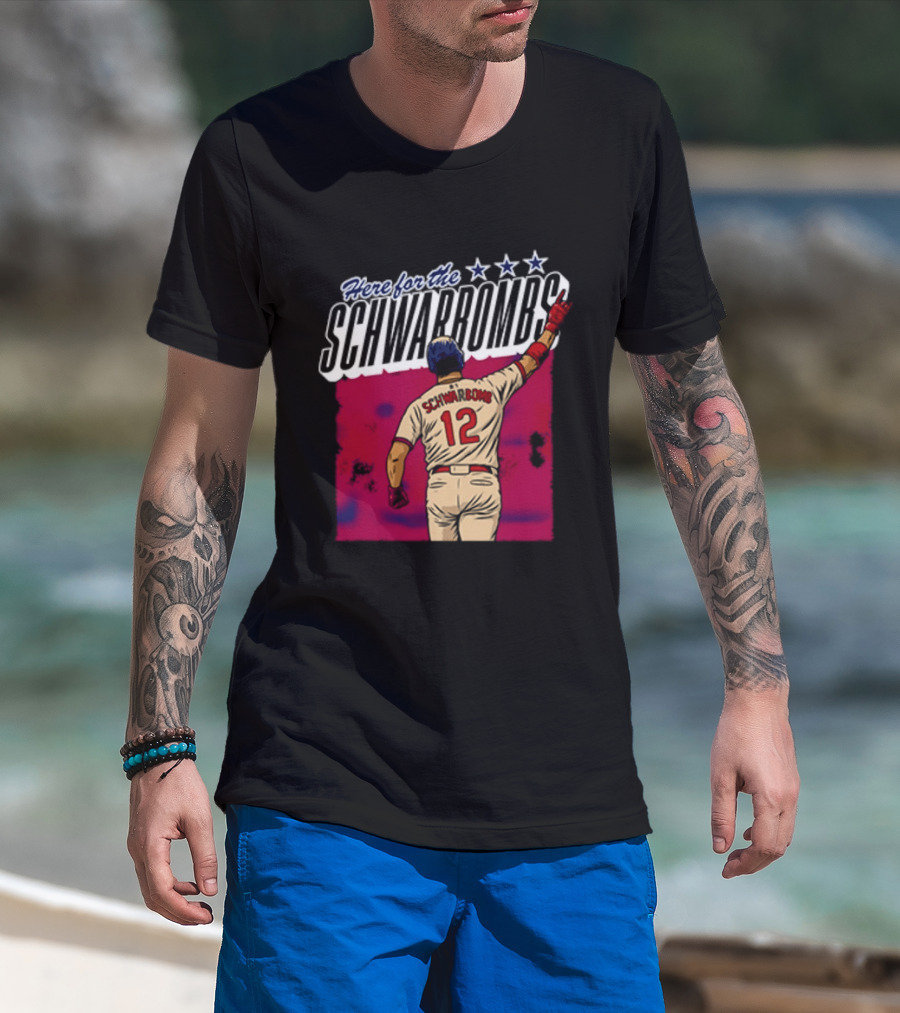 Here For The Schwarbombs Kyle Schwarber 12 Baseball T-Shirt