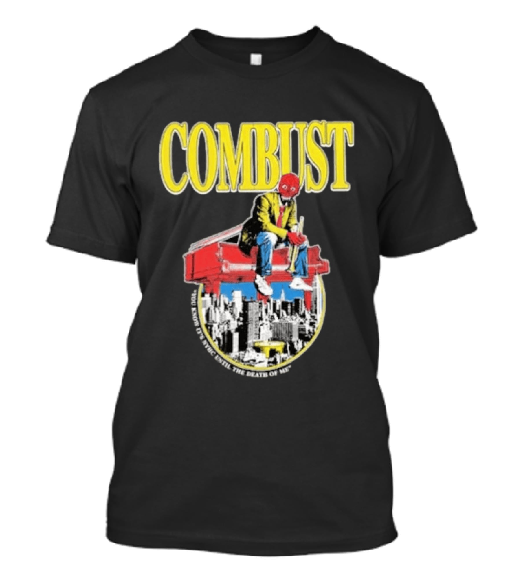 Combust Brooklyn Music Hall Of Williamsburg May 15 2026 Iconic Cityscape And Surreal Red Face T-Shirt