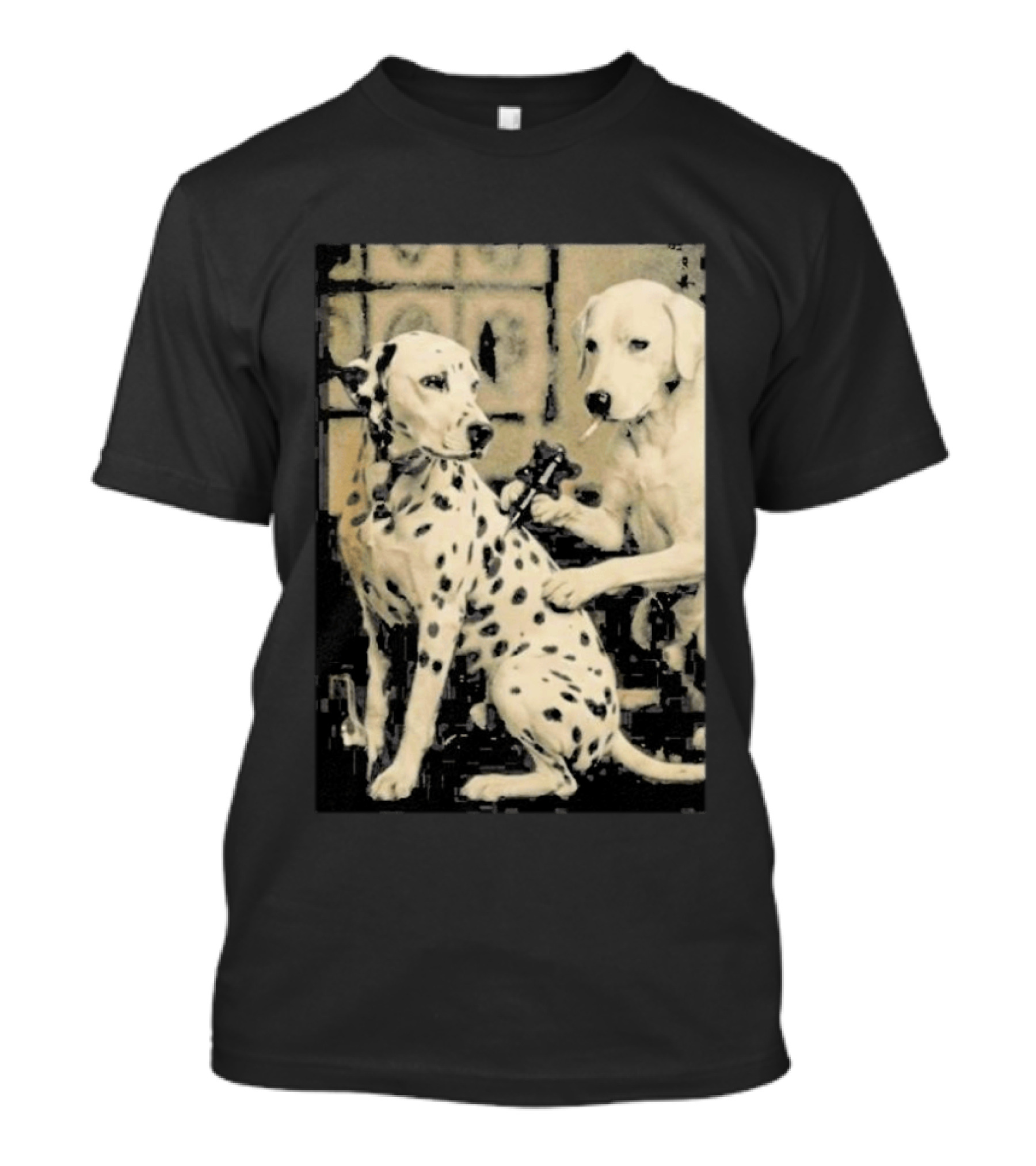 Dalmatian Dog Tattoo Artist Black And White Humor T-Shirt