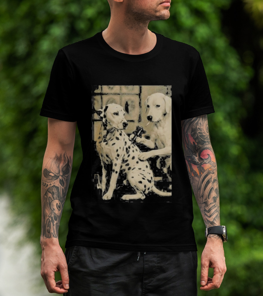 Dalmatian Dog Tattoo Artist Black And White Humor T-Shirt