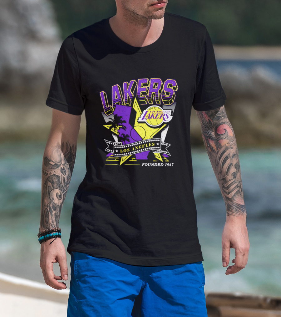 Los Angeles Lakers Founded 1947 NBA Team California Map T-Shirt