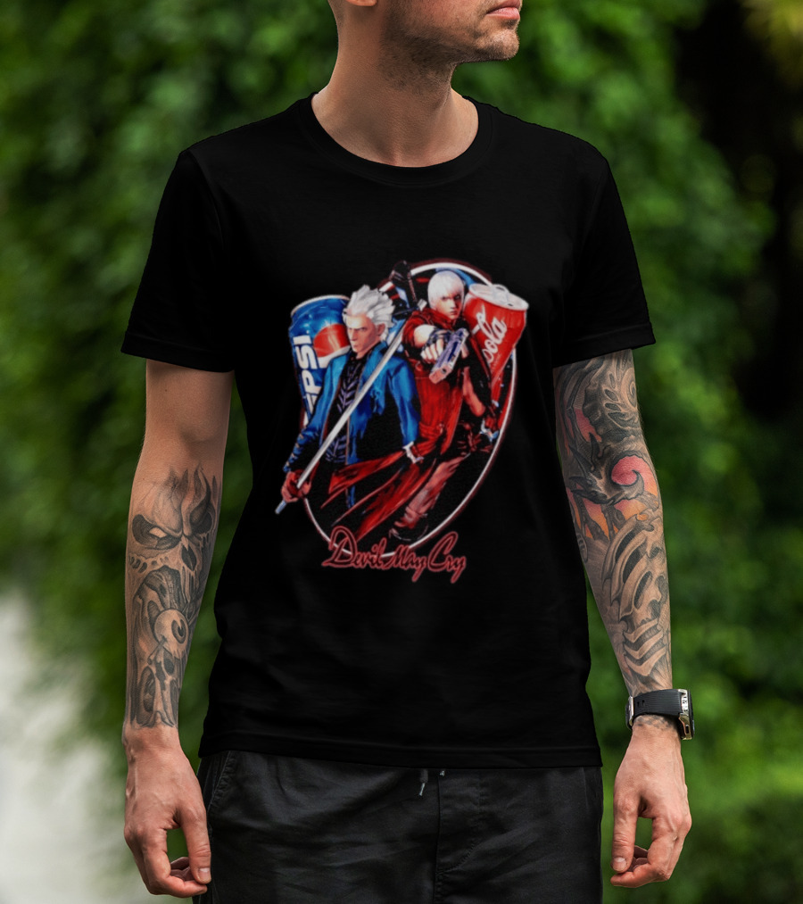 Devil May Cry Dante Vergil Pepsi Coca Cola Drink Battle T-Shirt