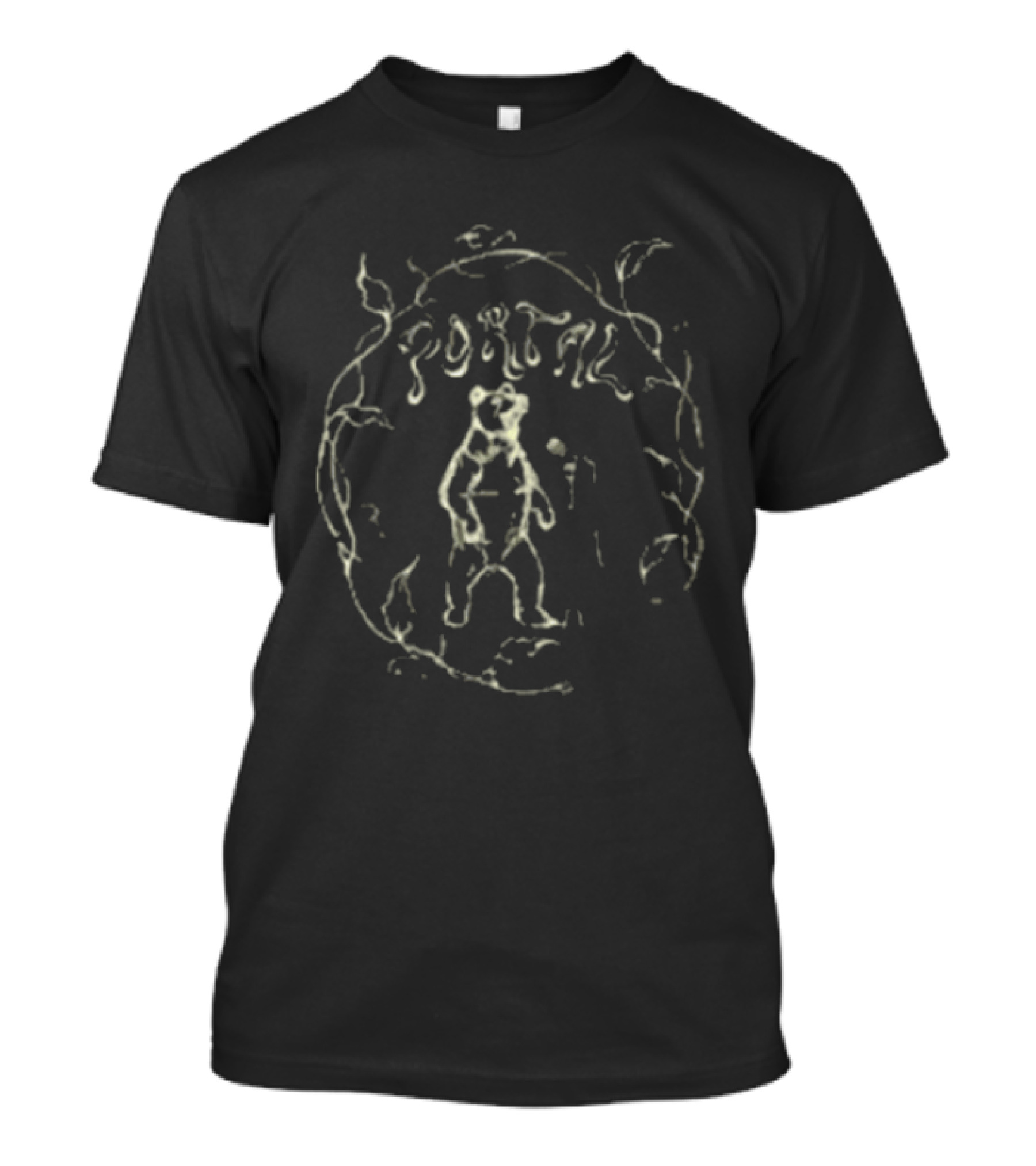 Mae Martin Bear Portal Tour Earthy Circle Bear Walking With Leaves T-Shirt
