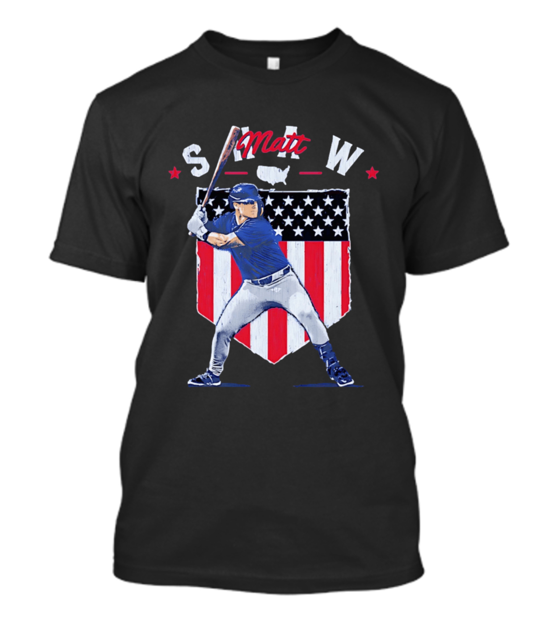 Matt Shaw Stars Stripes Chicago Cubs Baseball T-Shirt