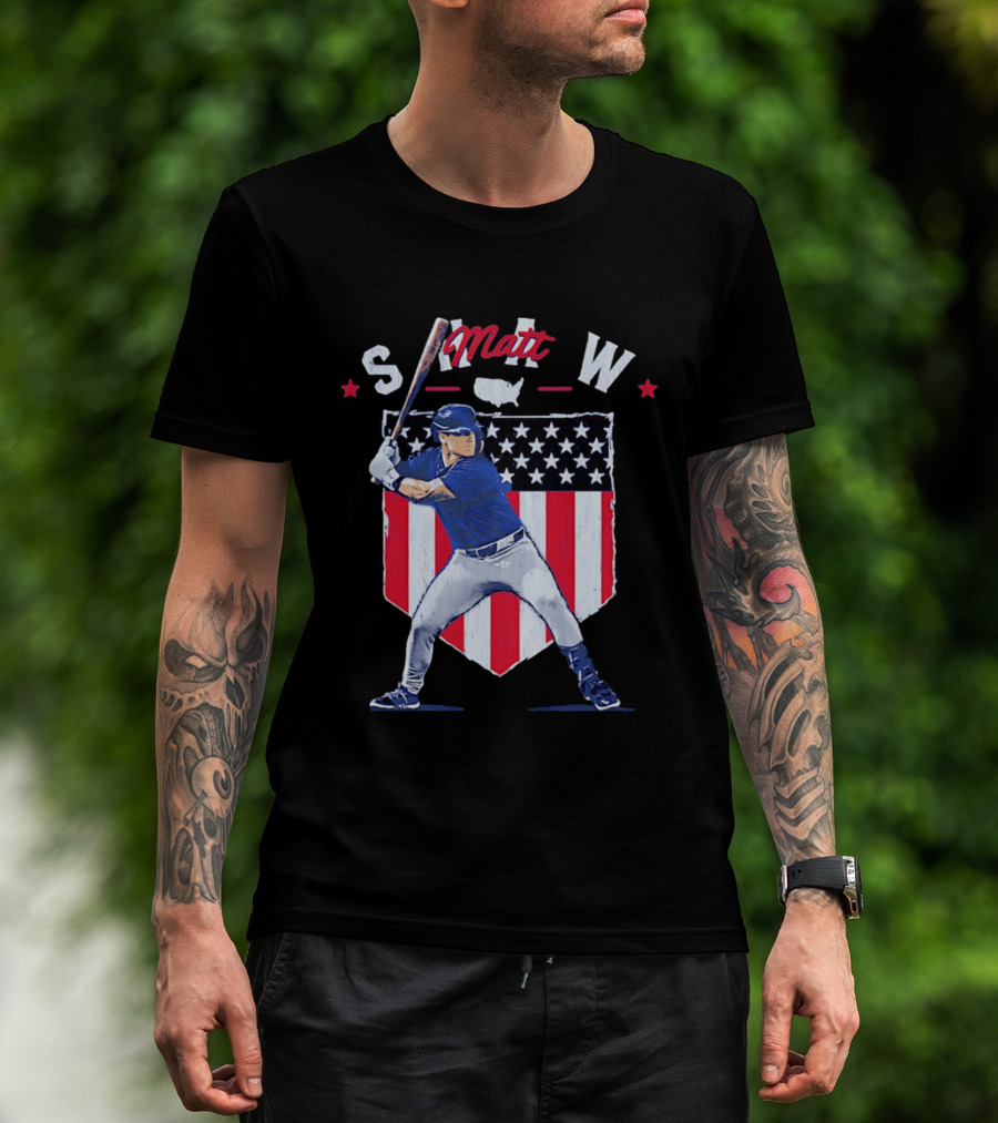Matt Shaw Stars Stripes Chicago Cubs Baseball T-Shirt