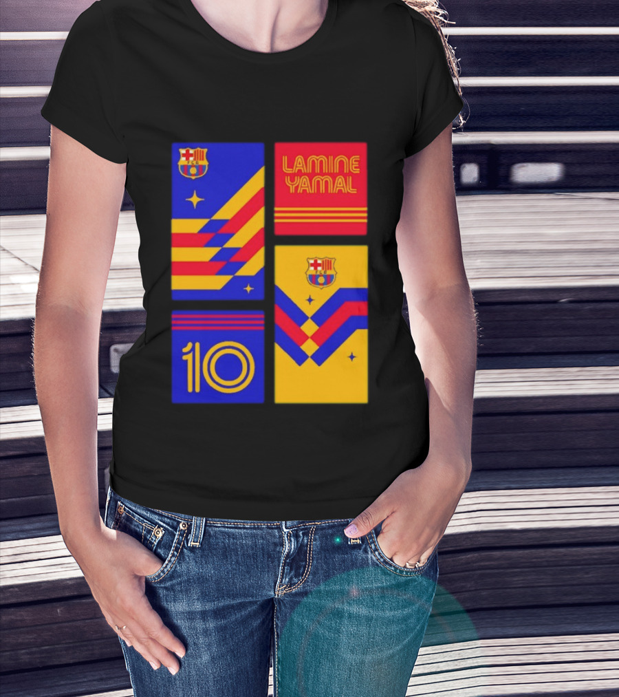 FC Barcelona Lamine Yamal 10 Vibes With Team Colors And Crest T-Shirt