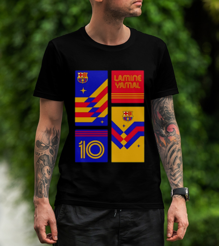 FC Barcelona Lamine Yamal 10 Vibes With Team Colors And Crest T-Shirt