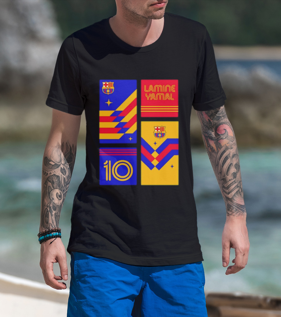 FC Barcelona Lamine Yamal 10 Vibes With Team Colors And Crest T-Shirt