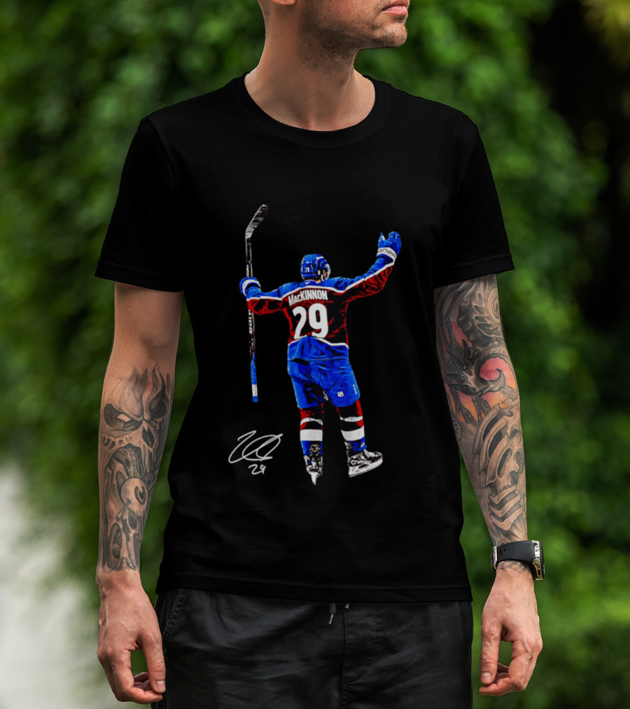Nathan MacKinnon 29 Colorado Avalanche Hockey Celebration T-Shirt