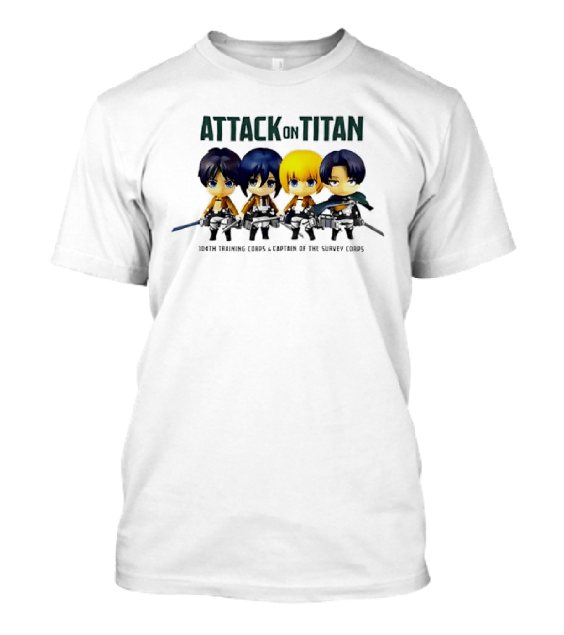 Attack On Titan Chibi Eren Mikasa Armin Levi 104th Training Corps Survey Corps T-Shirt