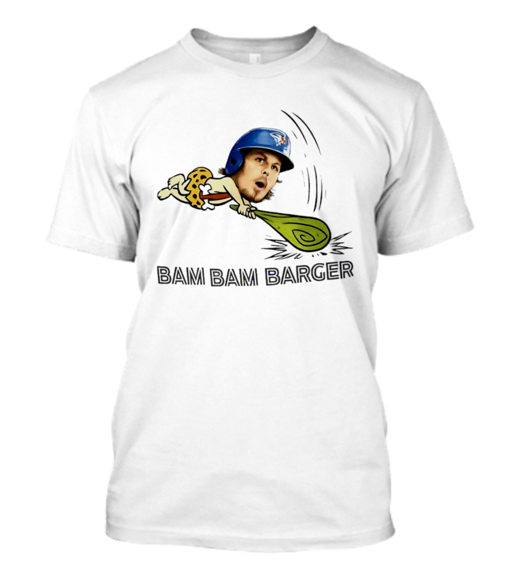 Bam Bam Barger Blue Jays Baseball Cartoon Helmet Bat T-Shirt