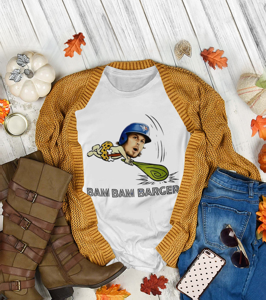 Bam Bam Barger Blue Jays Baseball Cartoon Helmet Bat T-Shirt