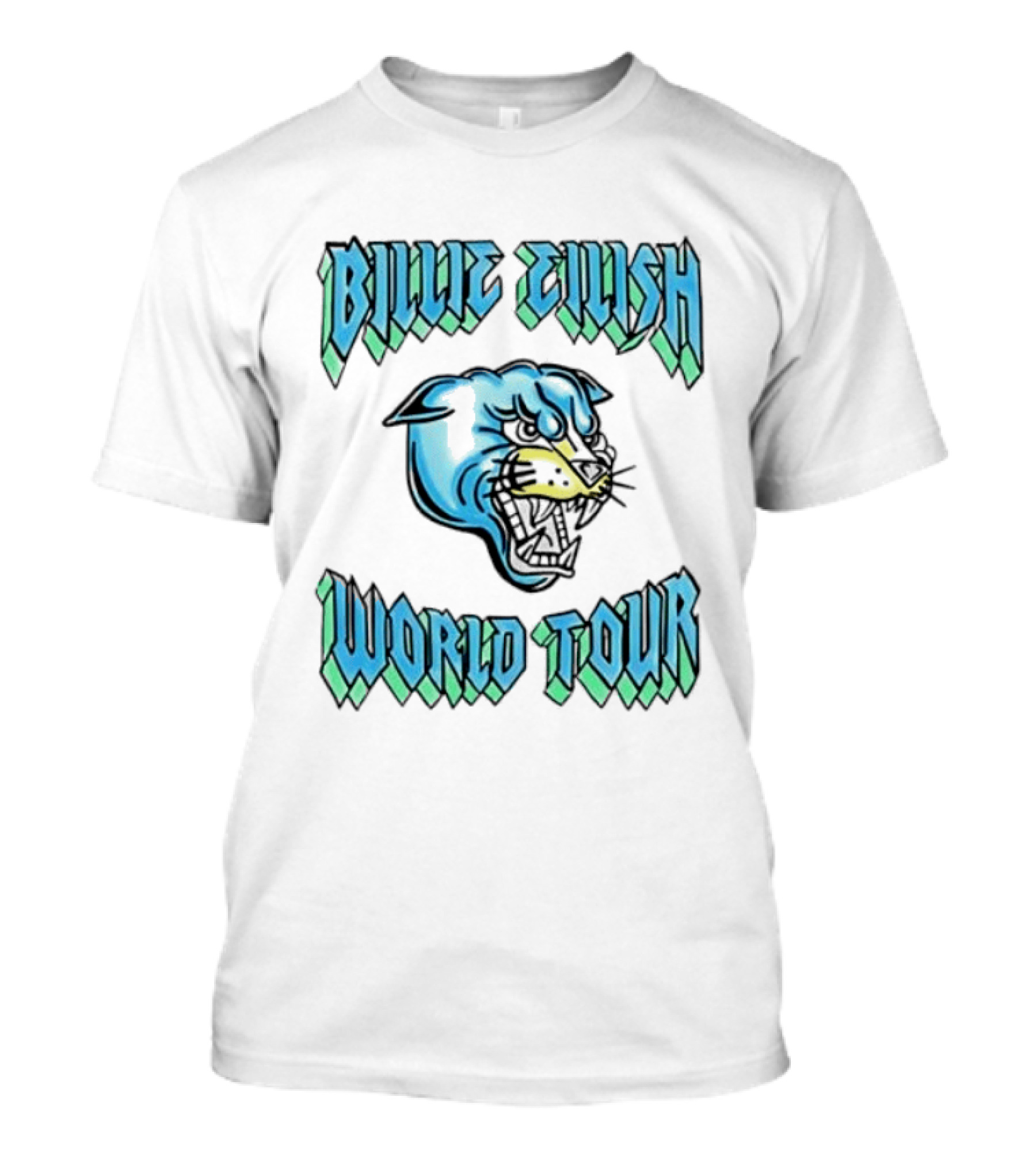 Billie Eilish World Tour Blue Panther Head T-Shirt