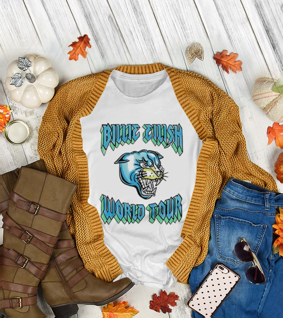 Billie Eilish World Tour Blue Panther Head T-Shirt