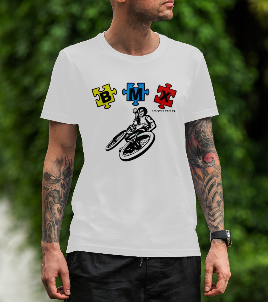 BMX Puzzle Pieces Bike Rider Autism T-Shirt