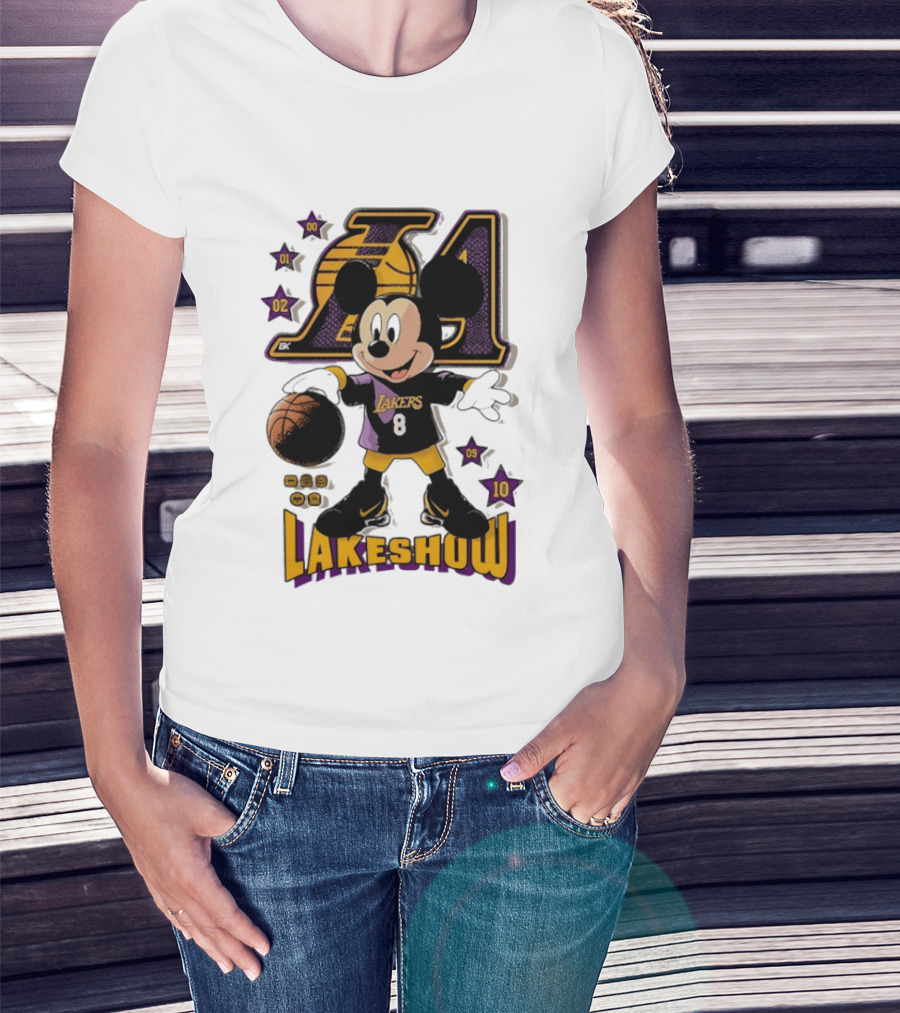 Mickey Mouse Lakers LA Basketball Lakeshow T-Shirt