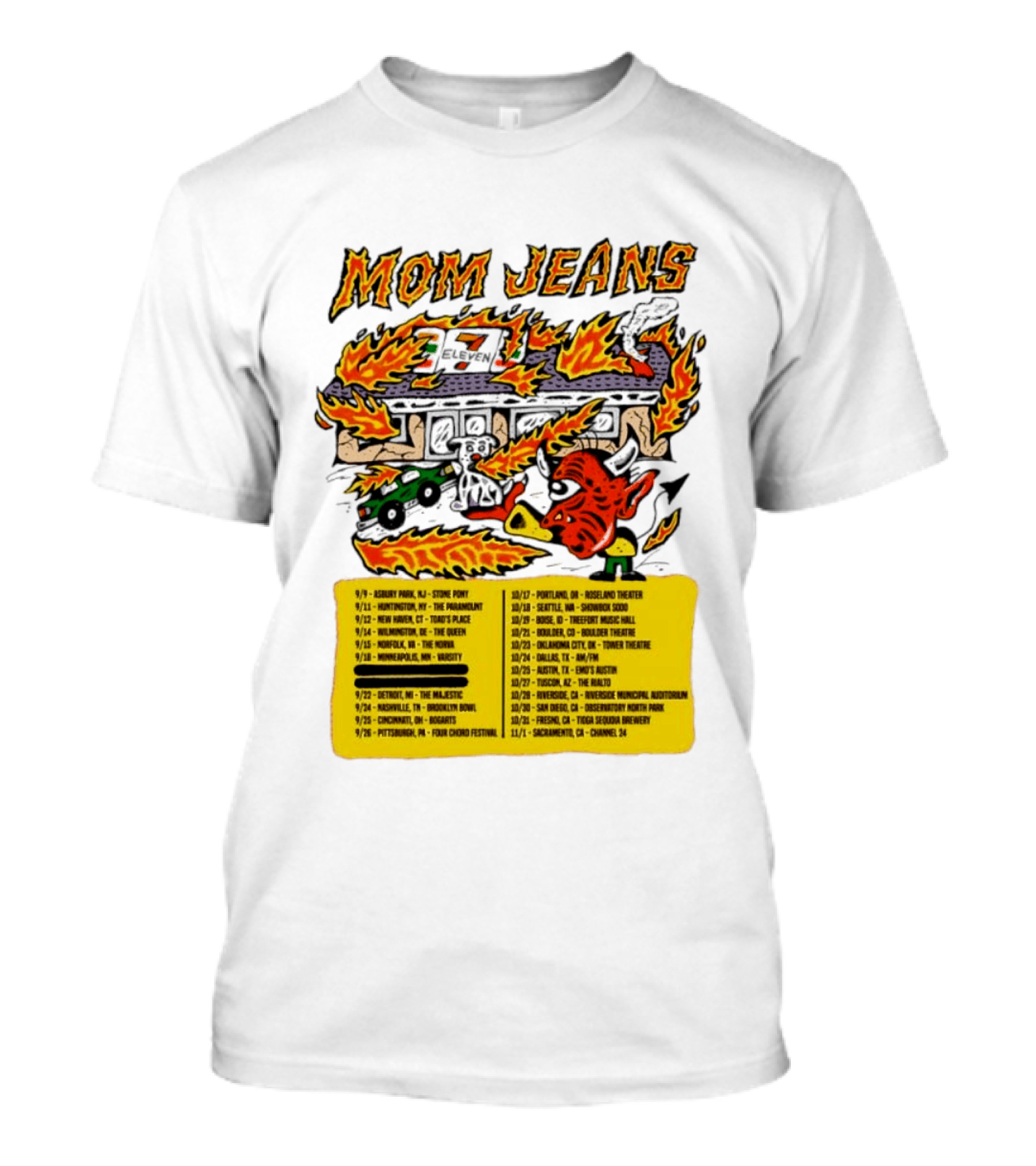 Mom Jeans Fire House Tour Dates With Dog And Devil T-Shirt