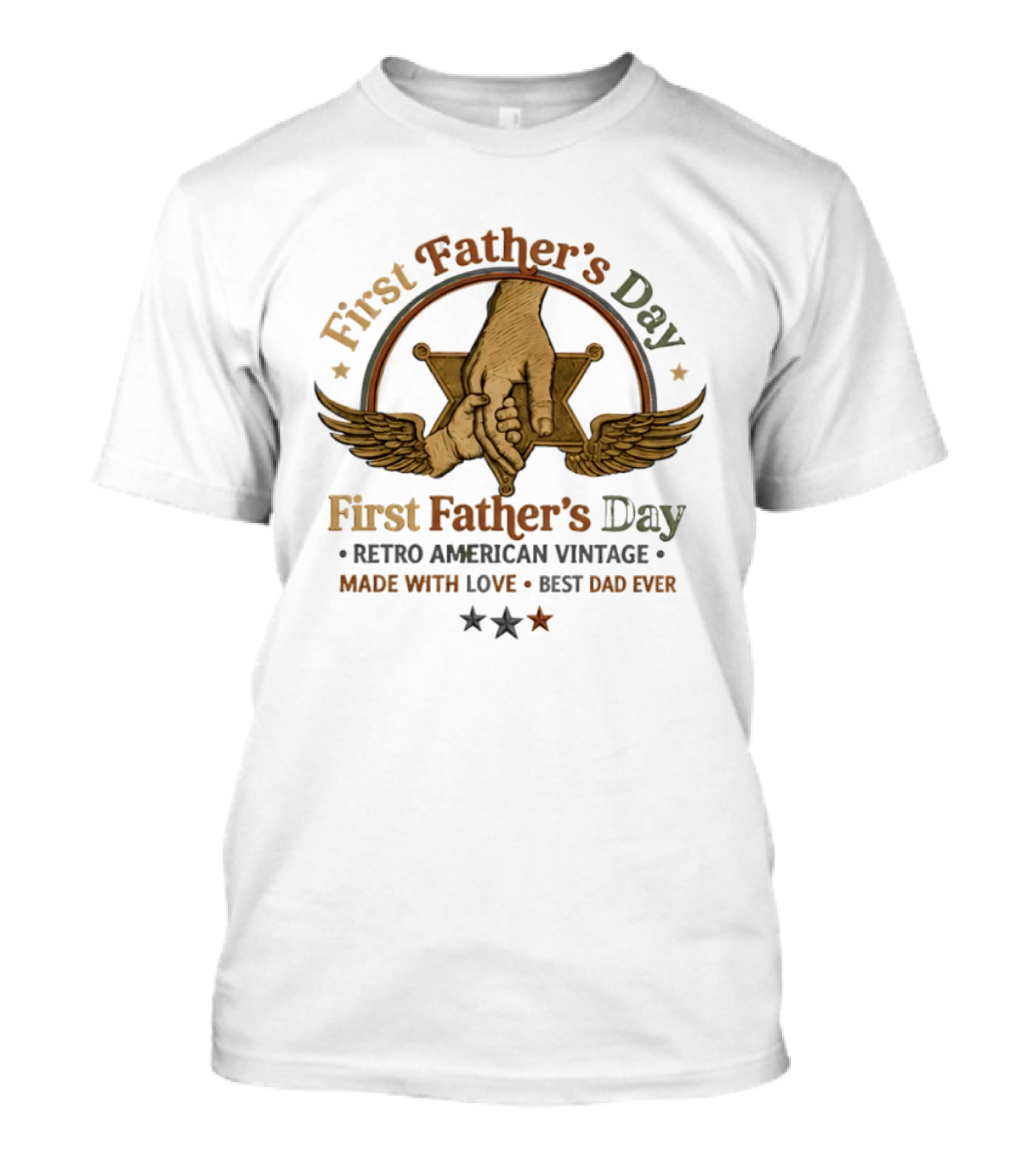 First Father's Day Retro American Vintage Made With Love Best Dad Ever T-Shirt