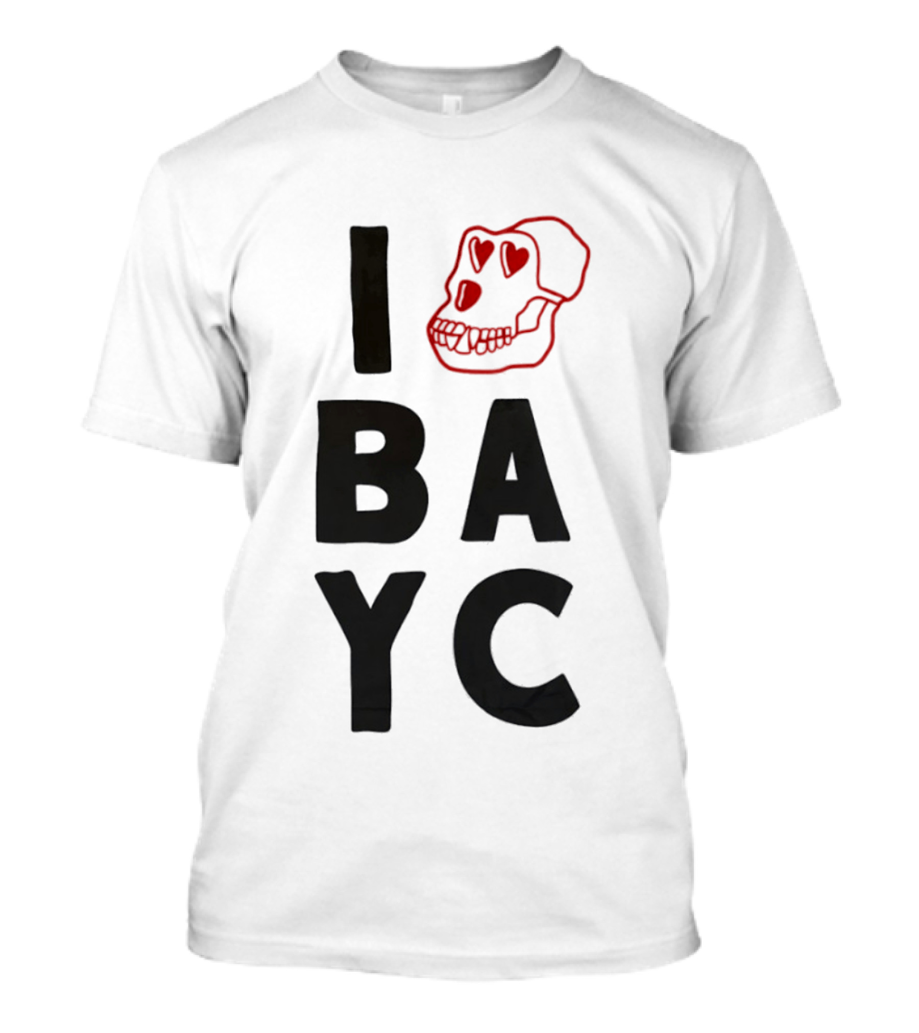 I Love BAYC Red Heart Eyed Skull T-Shirt