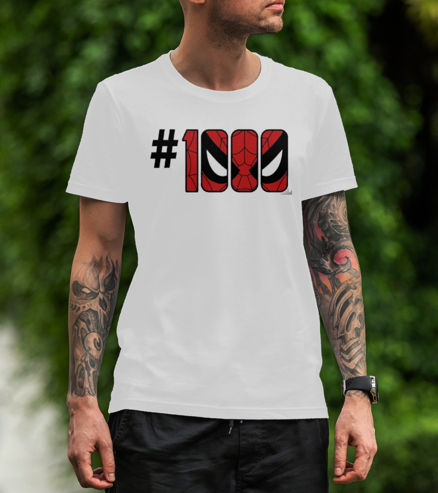 #1000 Spider Man Mask Red Web T-Shirt