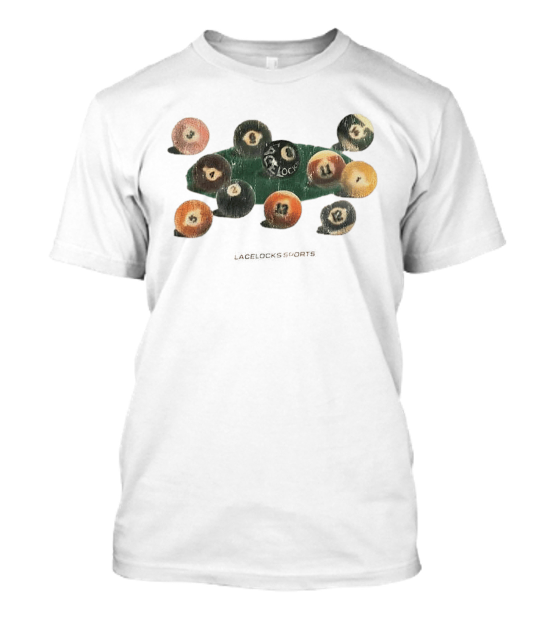 Lacelocks Sports Distressed Numbered Billiard Pool Balls T-Shirt