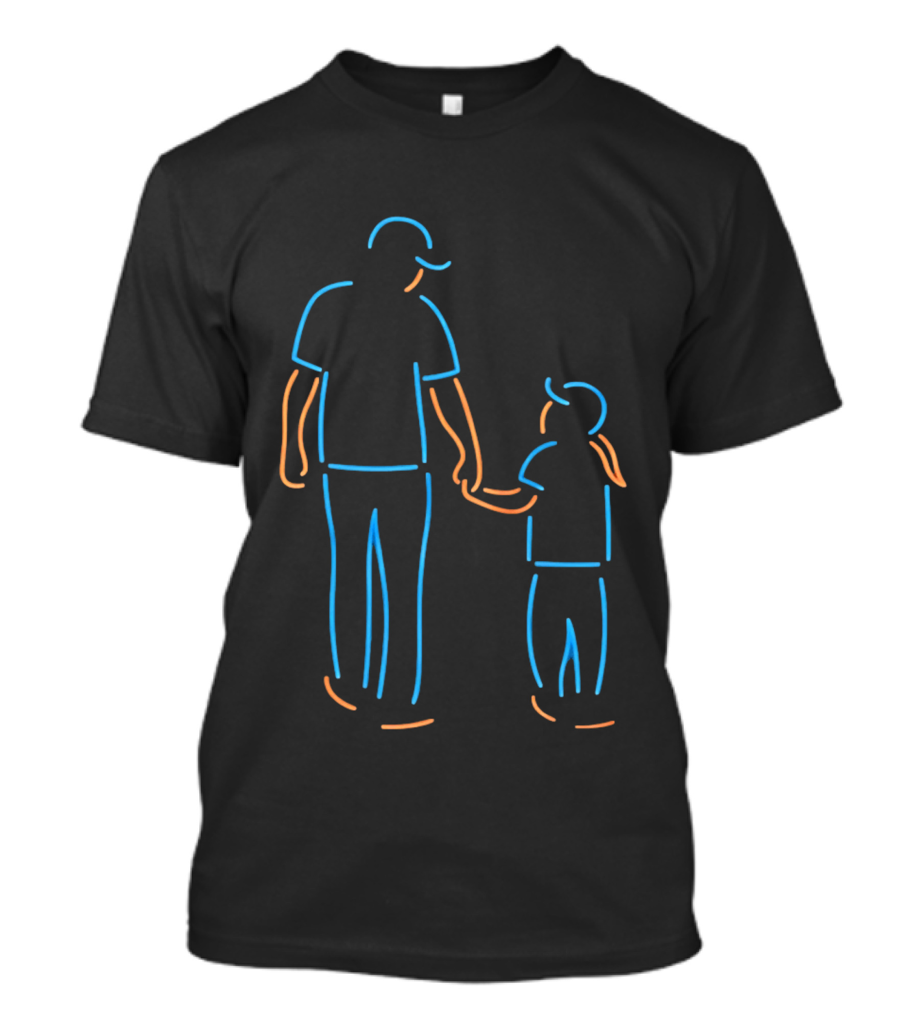 Father And Daughter Walking Neon T-Shirt