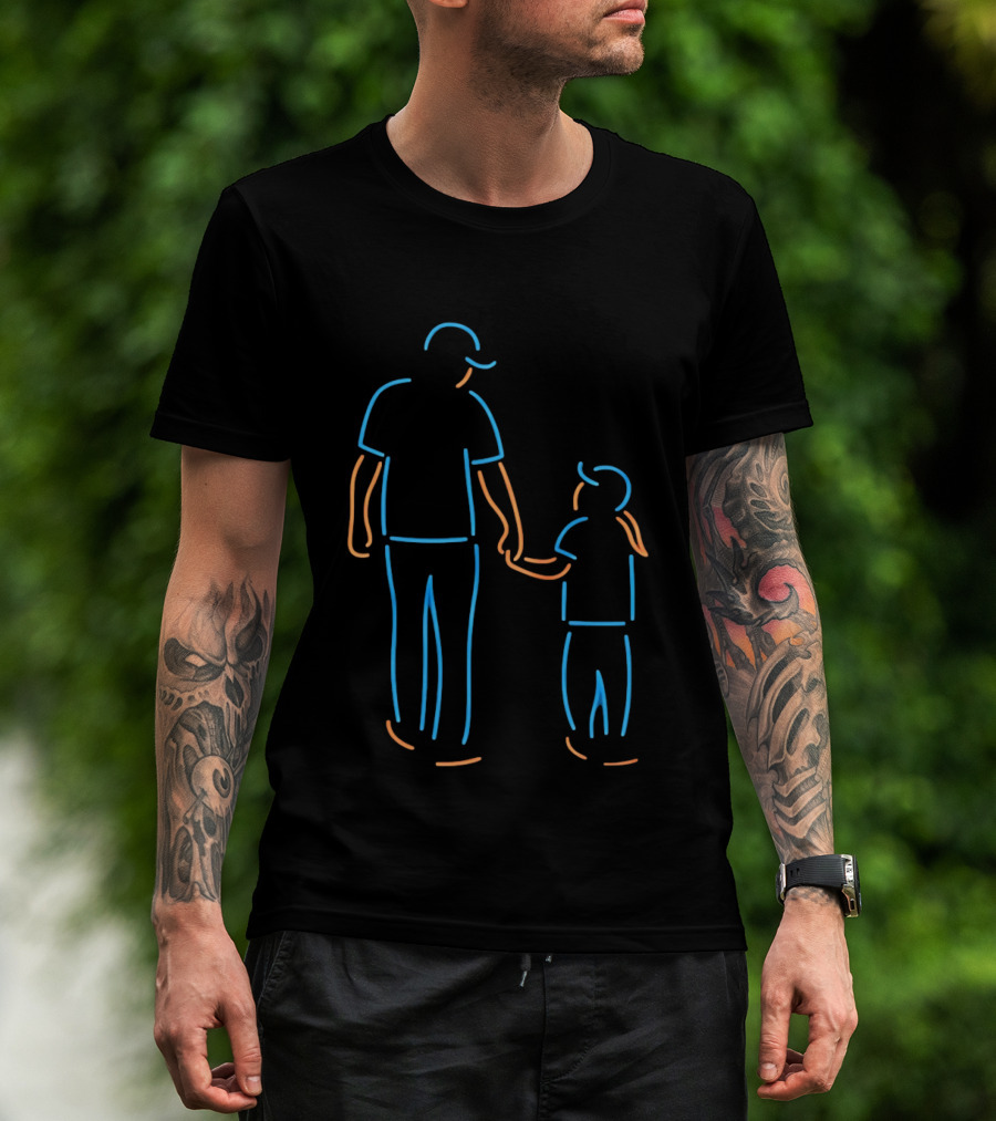 Father And Daughter Walking Neon T-Shirt