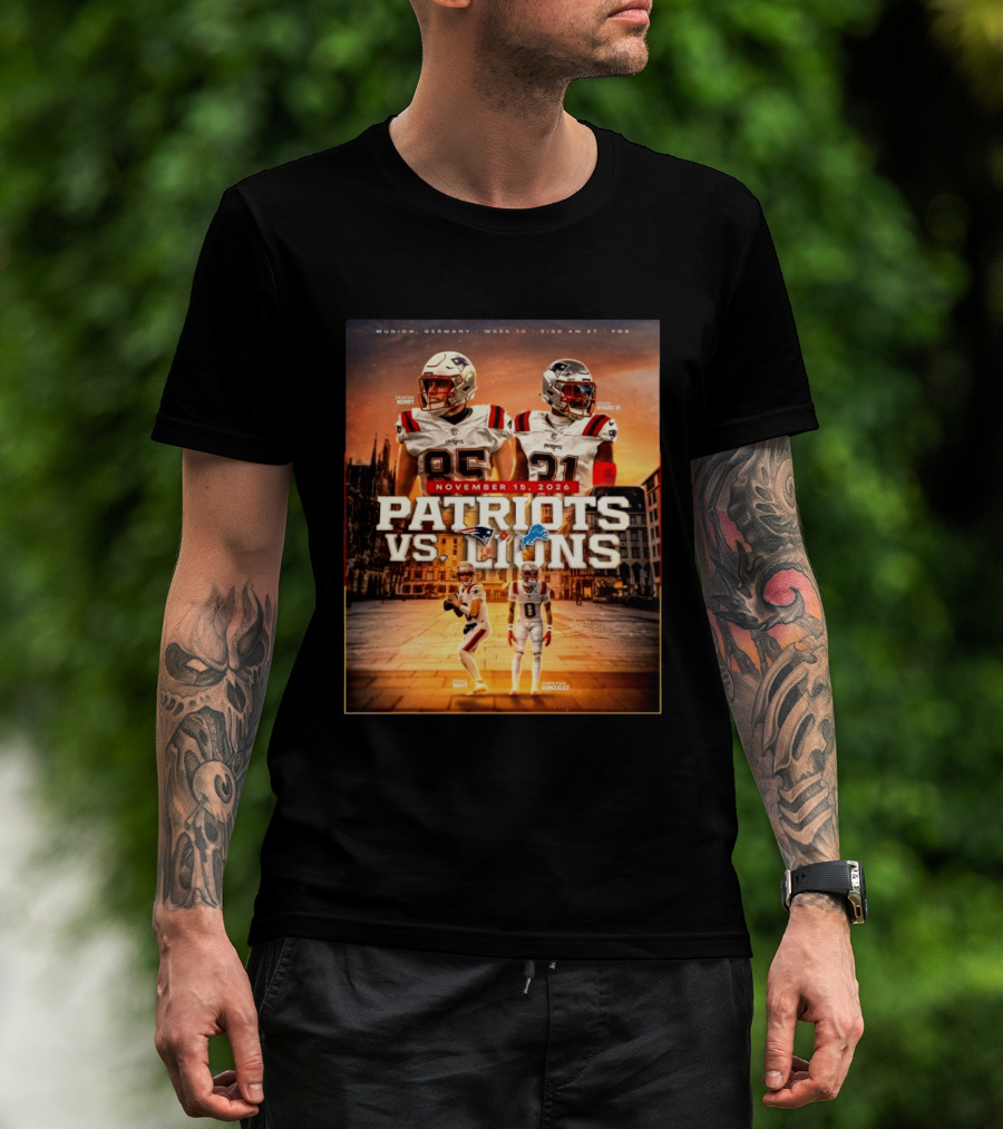 New England Patriots Vs Detroit Lions November 15 2026 Munich Germany Week 10 FOX T-Shirt
