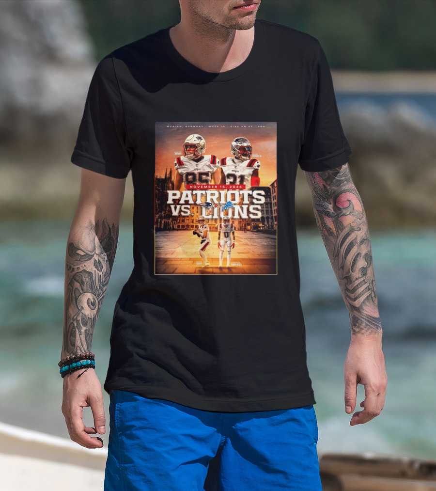 New England Patriots Vs Detroit Lions November 15 2026 Munich Germany Week 10 FOX T-Shirt