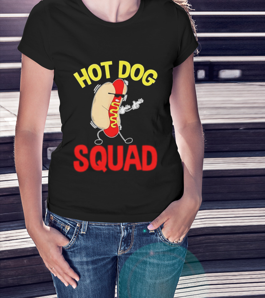 Hot Dog Squad Funny Cartoon Mustard Enthusiasts T-Shirt