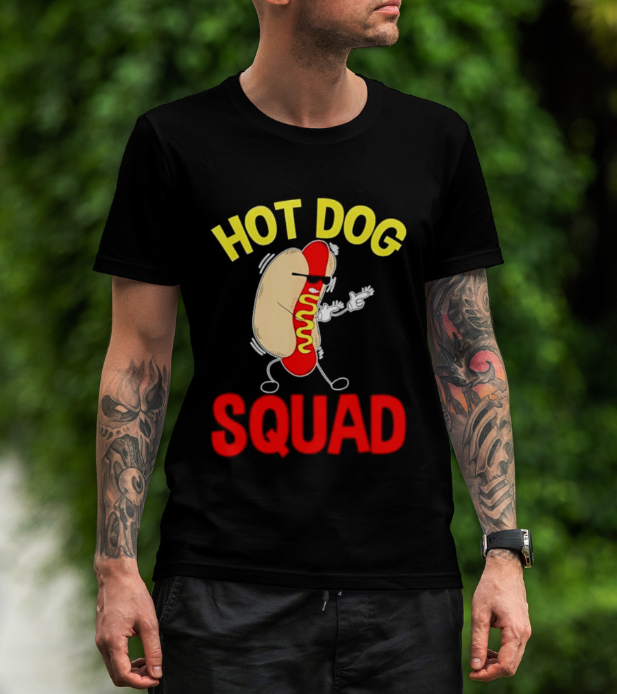 Hot Dog Squad Funny Cartoon Mustard Enthusiasts T-Shirt
