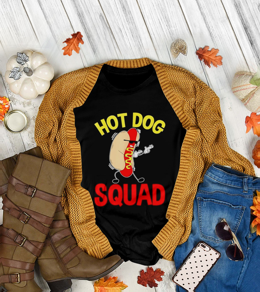 Hot Dog Squad Funny Cartoon Mustard Enthusiasts T-Shirt