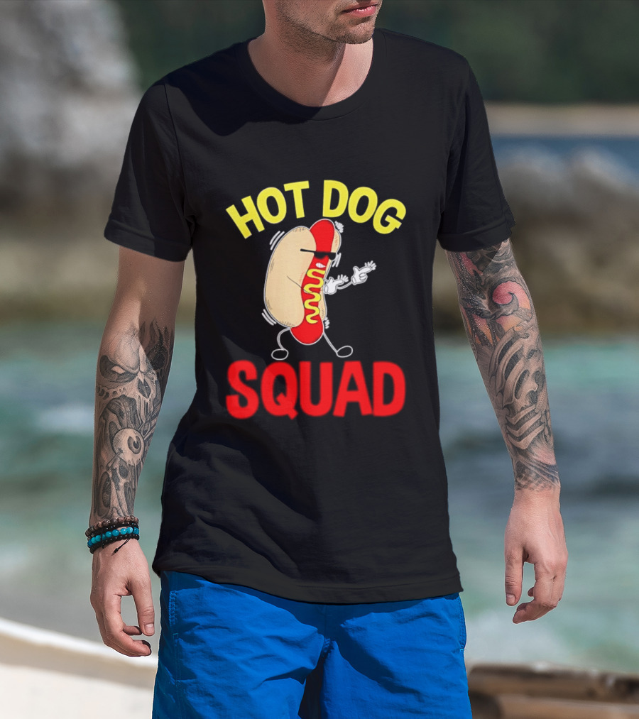 Hot Dog Squad Funny Cartoon Mustard Enthusiasts T-Shirt