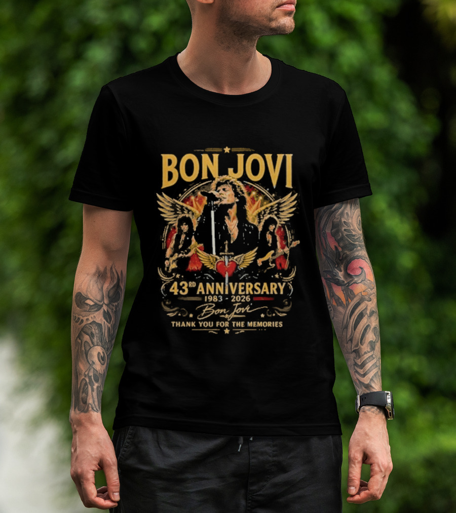 Bon Jovi 43Rd Anniversary 1983 2026 Thank You For The Memories T-Shirt
