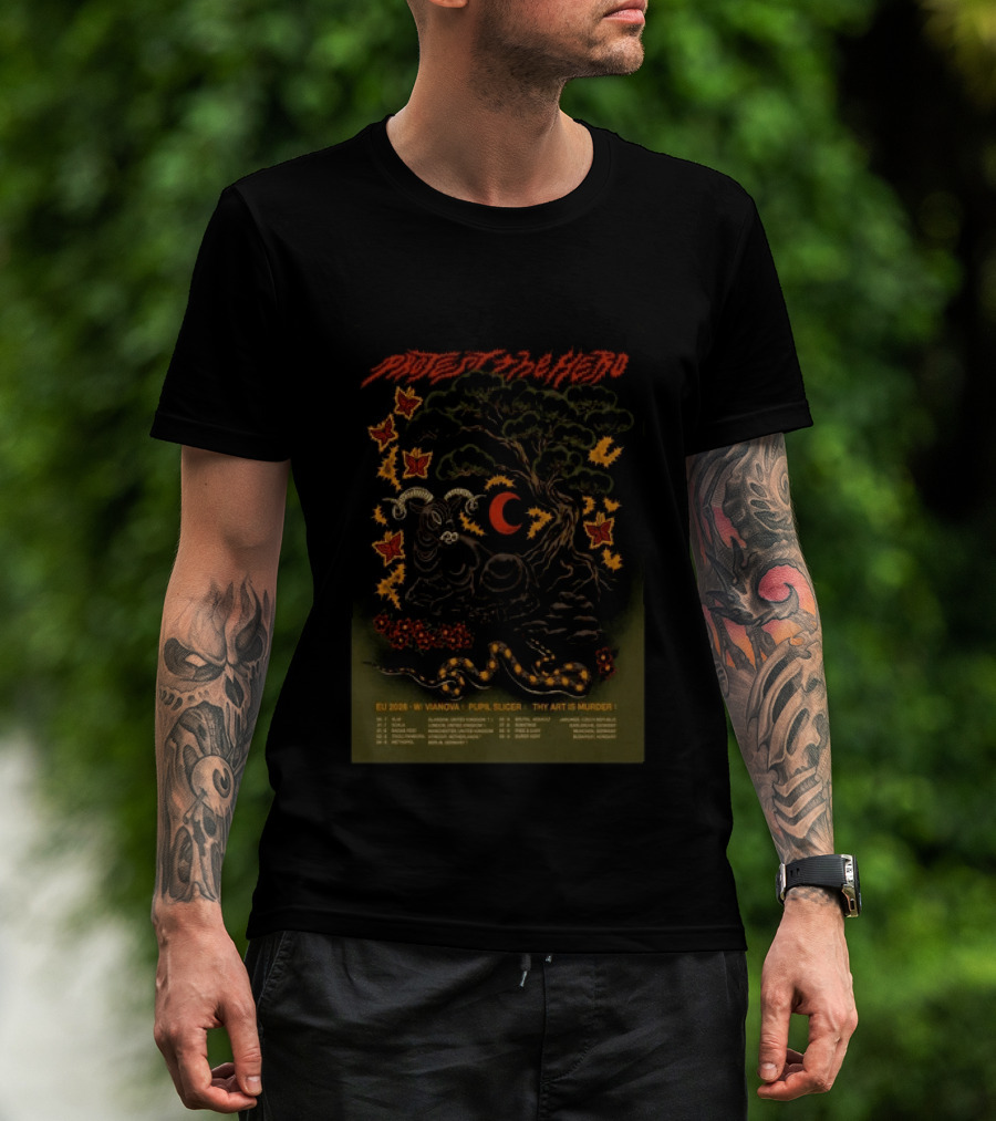 Protest The Hero EU 2026 Tour Vanaova Pupil Slicer Thy Art Is Murder Butterfly Tree Goat Snake T-Shirt