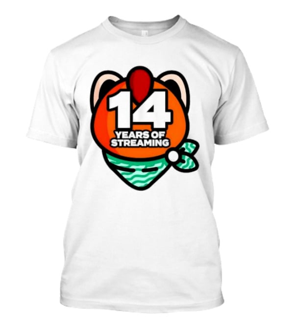 14 Years Of Streaming Cat Ear Design With Bandana T-Shirt