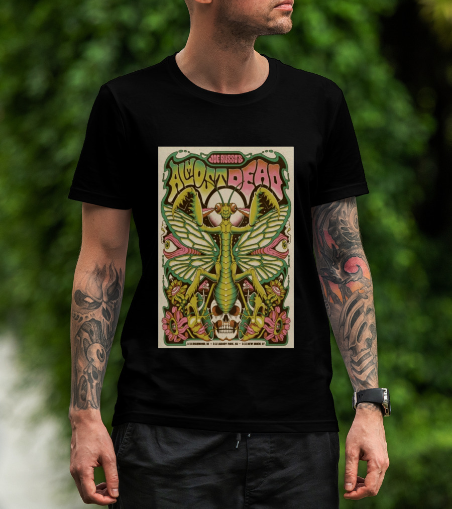 Joe Russo's Almost Dead 5 22 2026 Asbury Park NJ Mantis Skull Psychedelic T-Shirt