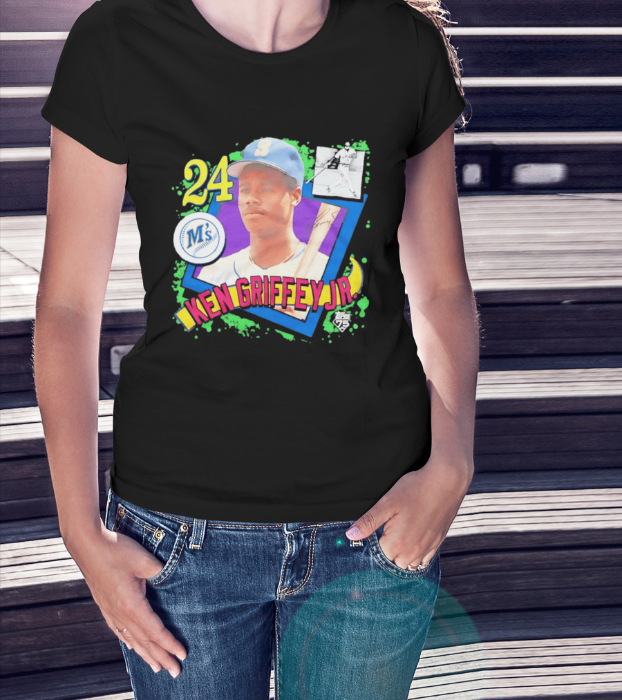 24 Ken Griffey Jr Seattle Mariners M's Topps 75 Remix Graffiti T-Shirt