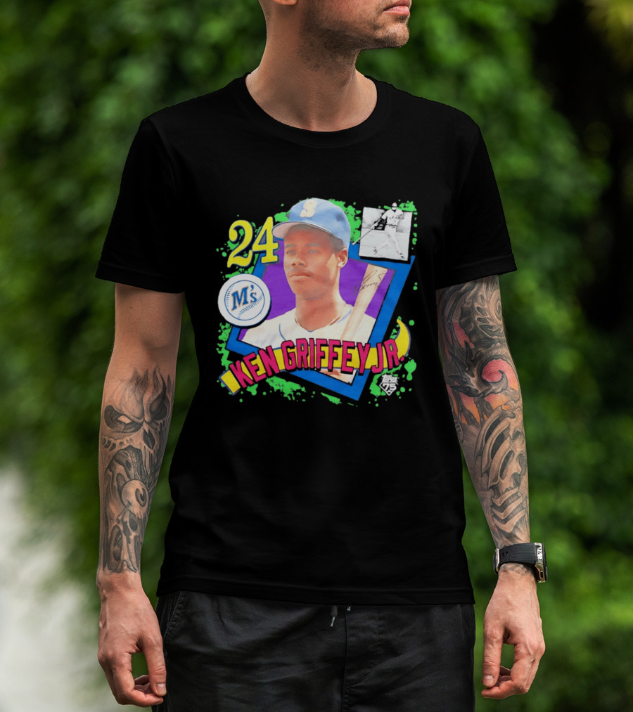 24 Ken Griffey Jr Seattle Mariners M's Topps 75 Remix Graffiti T-Shirt