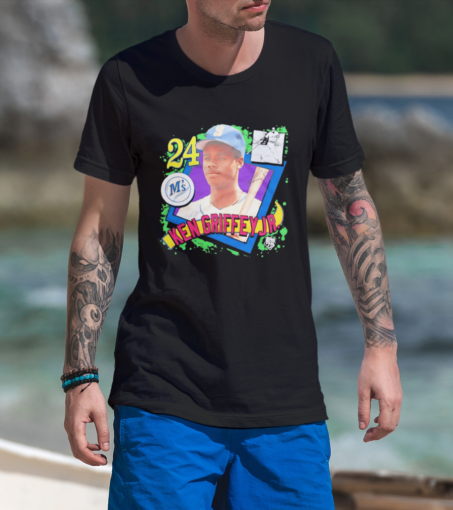 24 Ken Griffey Jr Seattle Mariners M's Topps 75 Remix Graffiti T-Shirt