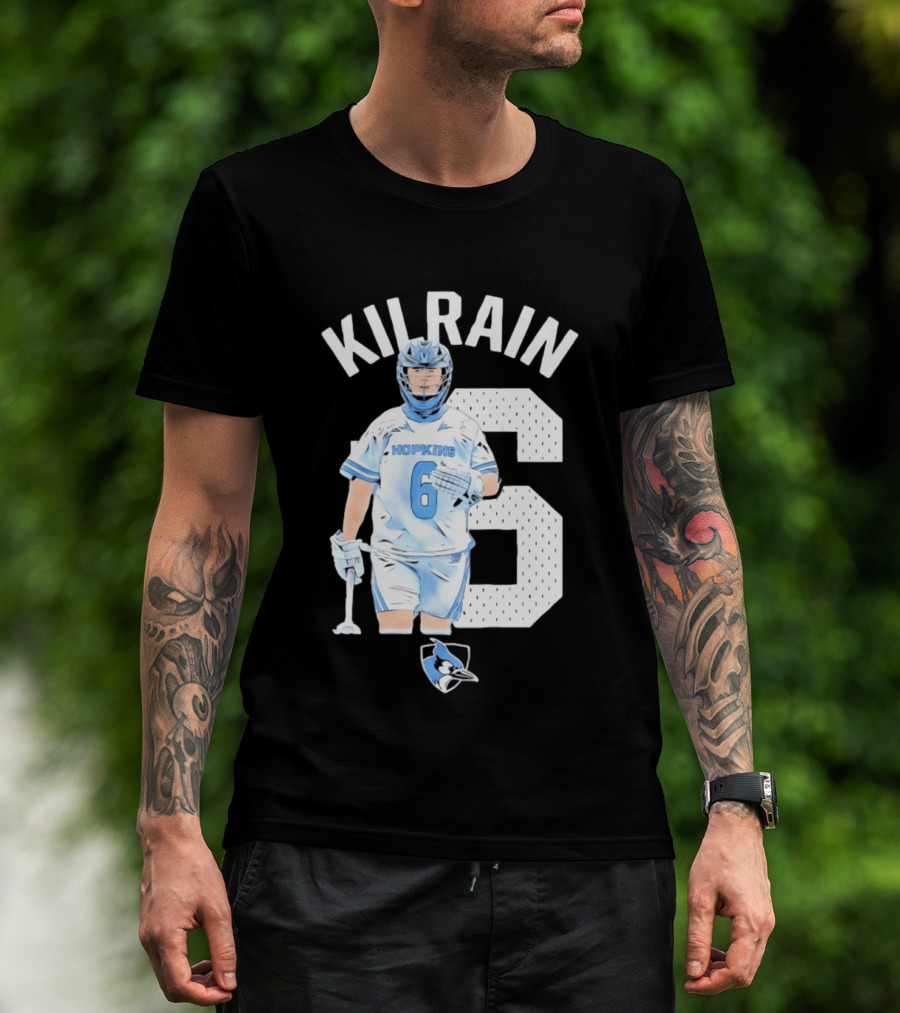 Kilrain 6 Hopkins Lacrosse Player With Blue Jay T-Shirt
