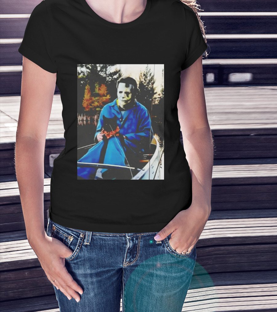 Michael Myers Lake Fishing With Cat In Boat T-Shirt