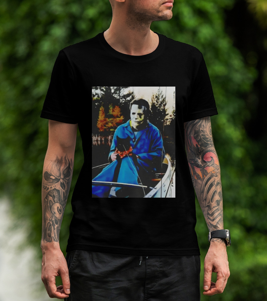 Michael Myers Lake Fishing With Cat In Boat T-Shirt