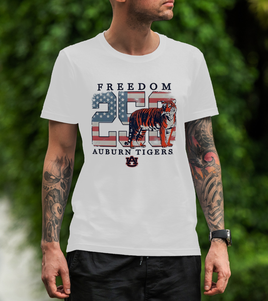 Freedom 250 Auburn Tigers Americana Flag Tiger T-Shirt