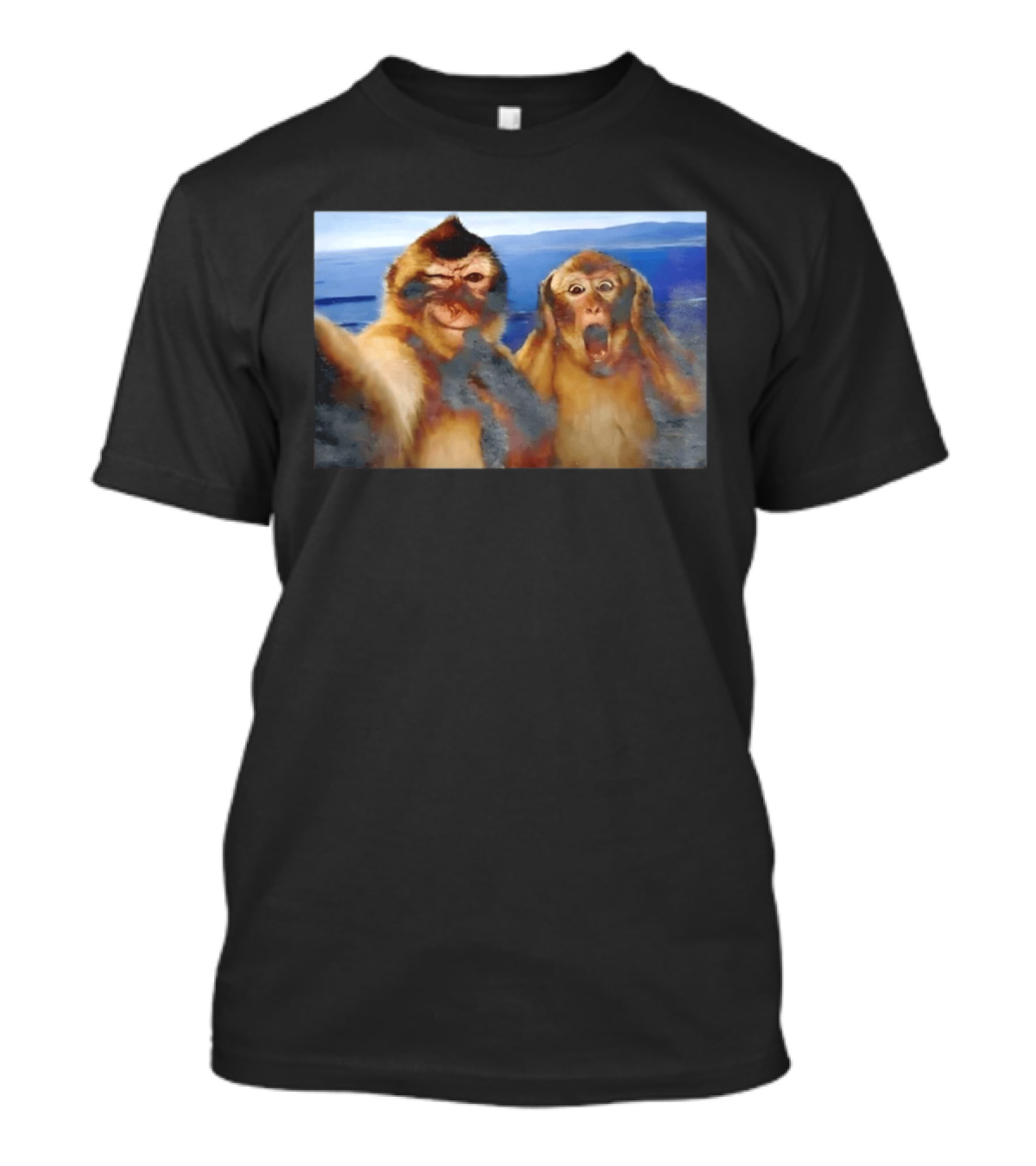 Funny Thinking Monkey Meme Surprised Expression Moments T-Shirt