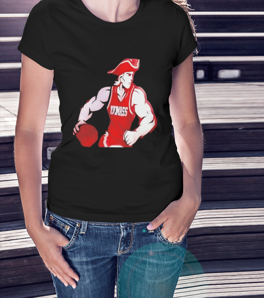UMass Minutemen Basketball Red Jersey Embroidery T-Shirt