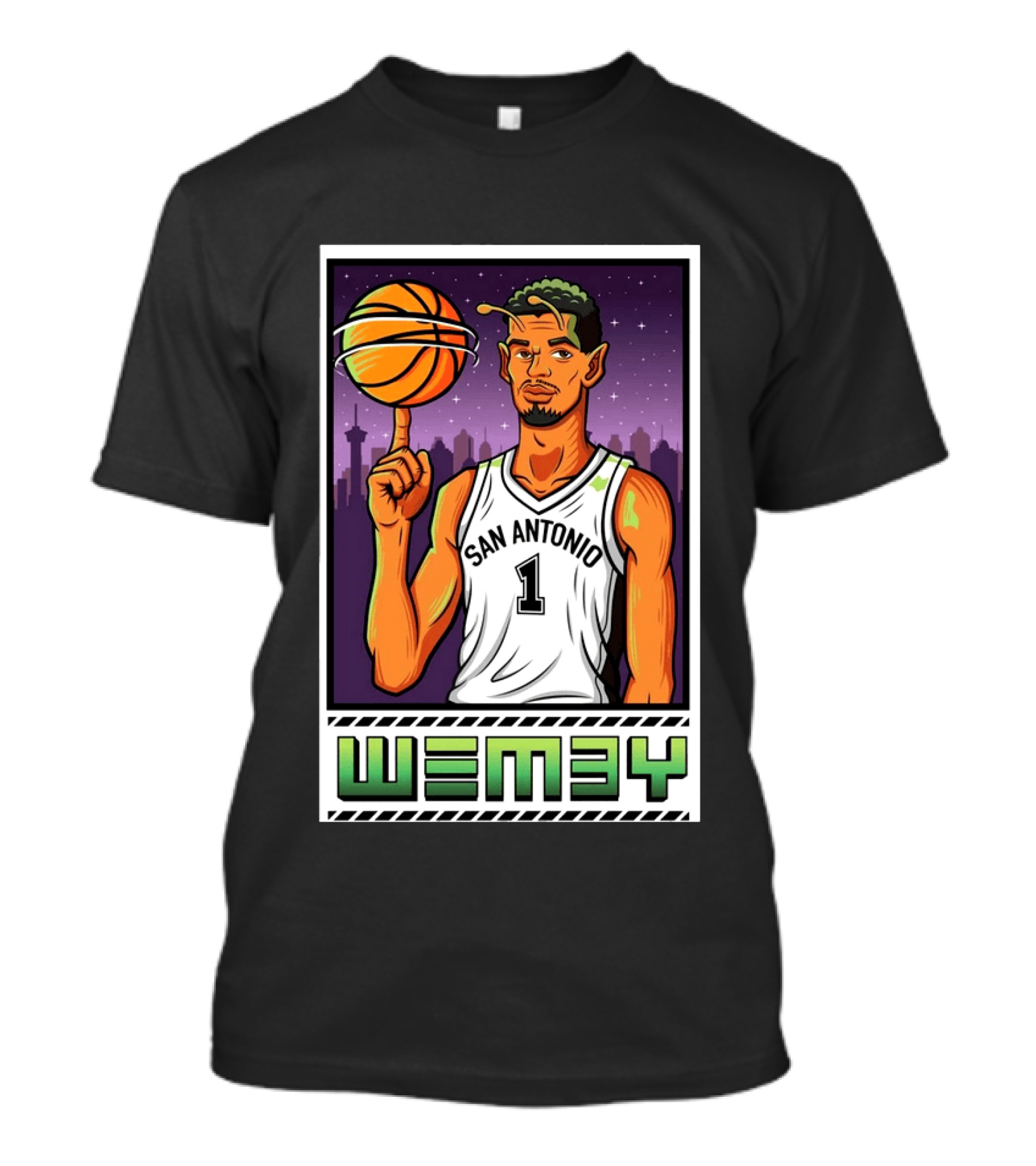 Wembanyama San Antonio Spurs Wemby Giclee Basketball Star Number 1 T-Shirt