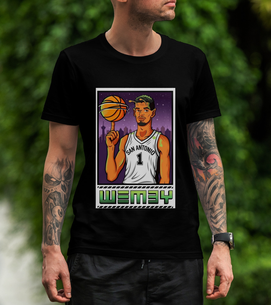 Wembanyama San Antonio Spurs Wemby Giclee Basketball Star Number 1 T-Shirt